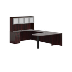 U71D - 6' x 9.5' U-Shape Workstation (Island D with B/B/F Pedestal) Hutch Added