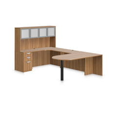 U71D - 6' x 9.5' U-Shape Workstation (Island D with B/B/F Pedestal) Hutch Added