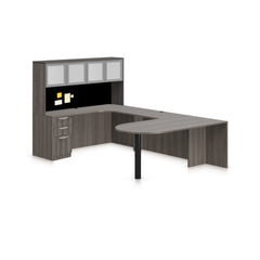 U71D - 6' x 9.5' U-Shape Workstation (Island D with B/B/F Pedestal) Hutch Added