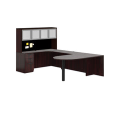 U71D - 6' x 9.5' U-Shape Workstation (Island D with B/B/F Pedestal) Hutch Added