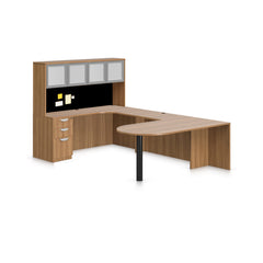 U71D - 6' x 9.5' U-Shape Workstation (Island D with B/B/F Pedestal) Hutch Added