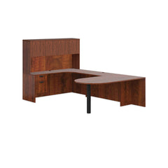 U71E - 6' x 10' U-Shape Workstation (Island D with Hanging B/F Pedestal) Hutch Added