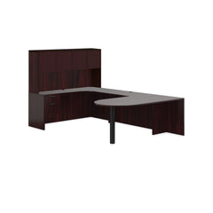 U71E - 6' x 10' U-Shape Workstation (Island D with Hanging B/F Pedestal) Hutch Added