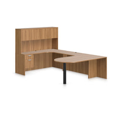 U71E - 6' x 10' U-Shape Workstation (Island D with Hanging B/F Pedestal) Hutch Added