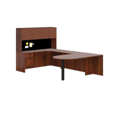 U71E - 6' x 10' U-Shape Workstation (Island D with Hanging B/F Pedestal) Hutch Added