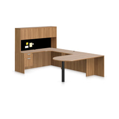 U71D - 6' x 9.5' U-Shape Workstation (Island D with Hanging B/F Pedestal) Hutch Added