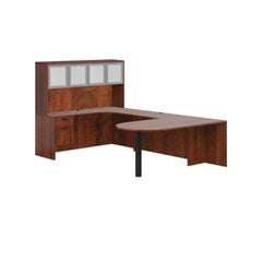 U71E - 6' x 10' U-Shape Workstation (Island D with Hanging B/F Pedestal) Hutch Added
