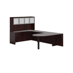 U71E - 6' x 10' U-Shape Workstation (Island D with Hanging B/F Pedestal) Hutch Added