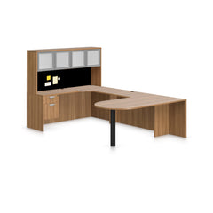 U71D - 6' x 9.5' U-Shape Workstation (Island D with Hanging B/F Pedestal) Hutch Added