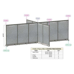 GOF 132"D x 204"W x 48”/60”/72”H, X-Shaped Freestanding Fabric Partition Package