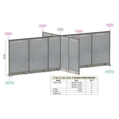 GOF 132"D x 252"W x 48”/60”/72”H, X-Shaped Freestanding Fabric Partition Package