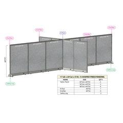 GOF 132"D x 288"W x 48”/60”/72”H, X-Shaped Freestanding Fabric Partition Package