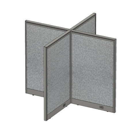 GOF 60"D x 60"W x 48”/60”/72”H, X-Shaped Freestanding Fabric Partition Package