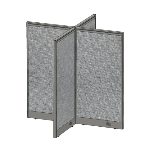 GOF 60"D x 60"W x 48”/60”/72”H, X-Shaped Freestanding Fabric Partition Package