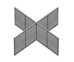 GOF 120"D x 120"W x 48”/60”/72”H, X-Shaped Freestanding Fabric Partition Package