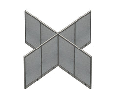 GOF 120"D x 120"W x 48”/60”/72”H, X-Shaped Freestanding Fabric Partition Package