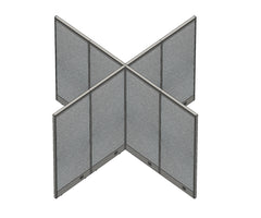 GOF 120"D x 120"W x 48”/60”/72”H, X-Shaped Freestanding Fabric Partition Package
