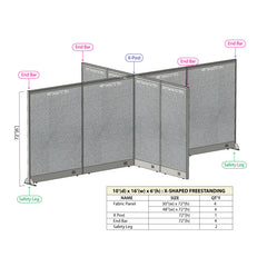 GOF 120"D x 192"W x 48”/60”/72”H, X-Shaped Freestanding Fabric Partition Package