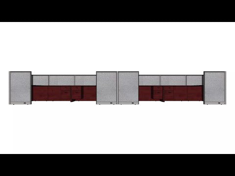GOF Double 8 Person Workstation Cubicle (10'D x 24'W x 4'H)
