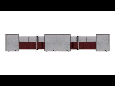 GOF Double 8 Person Separate Workstation Cubicle (12'D  x 24'W x 4'H -W)