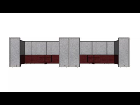 GOF Double 8 Person Workstation Cubicle (C-12'D x 24'W x 6'H)