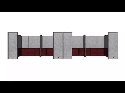 GOF Double 8 Person Separate Workstation Cubicle (C-12'D  x 24'W x 6'H -W)