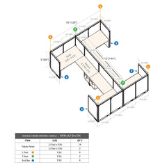 GOF Double 4 Person Workstation Cubicle (10'D x 12'W x 5'H)