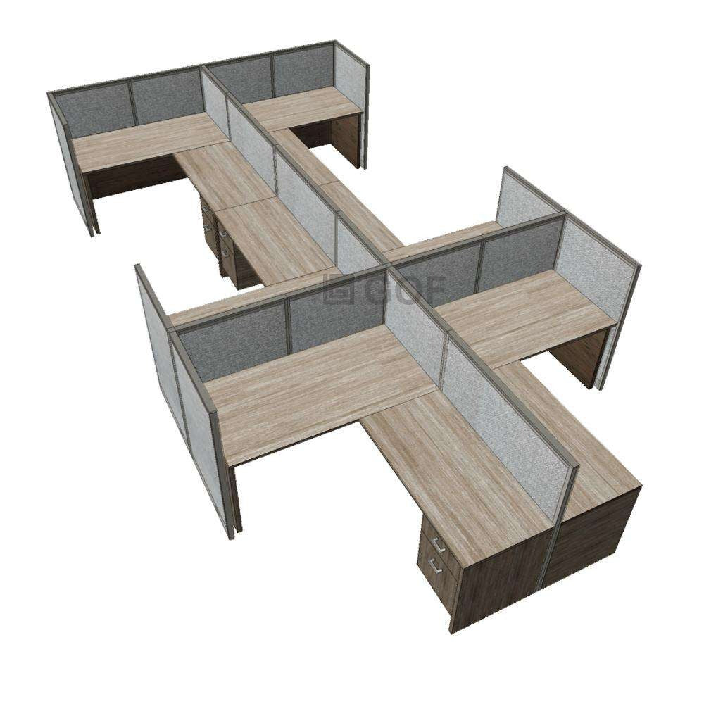 GOF Double 6 Person Workstation Cubicle (10'D x 19.5'W x 4'H) / Office Partition, Room Divider - Kainosbuy.com