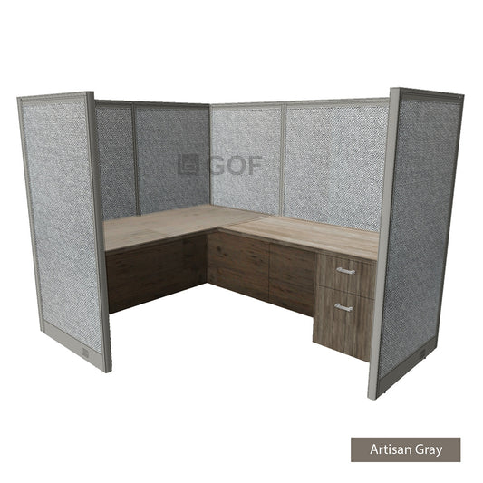 GOF 1 Person Workstation Cubicle (7'D x 6'W x 5'H) / Office Partition, Room Divider - Kainosbuy.com