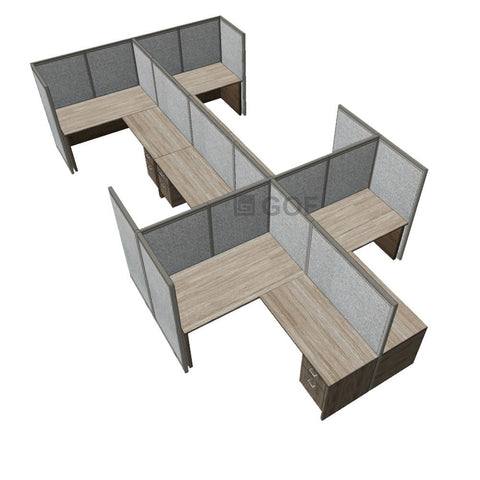 GOF Double 6 Person Workstation Cubicle (11'D x 19.5'W x 5'H) / Office Partition, Room Divider - Kainosbuy.com