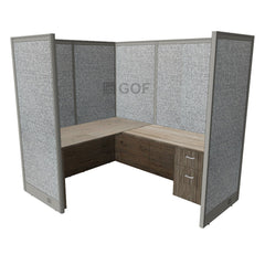 GOF 1 Person Workstation Cubicle (5'D x 6.5'W x 6'H) / Office Partition, Room Divider - Kainosbuy.com