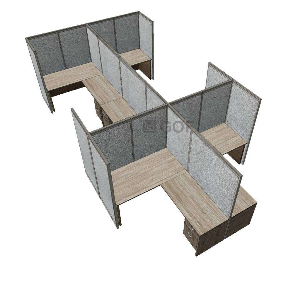 GOF Double 6 Person Workstation Cubicle (10'D x 19.5'W x 6'H) / Office Partition, Room Divider - Kainosbuy.com