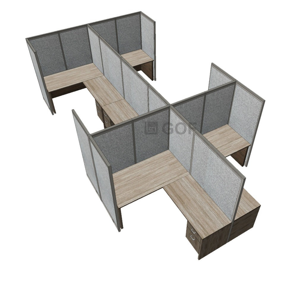 GOF Double 6 Person Workstation Cubicle (10'D x 18'W x 6'H) / Office Partition, Room Divider - Kainosbuy.com