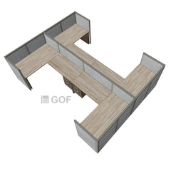 GOF Double 4 Person Workstation Cubicle (10'D x 13'W x 4'H) / Office Partition, Room Divider - Kainosbuy.com