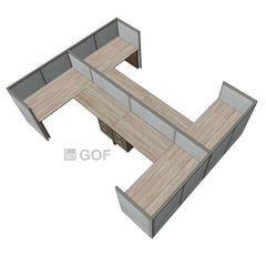 GOF Double 4 Person Workstation Cubicle (12'D x 14'W x 4'H) / Office Partition, Room Divider - Kainosbuy.com