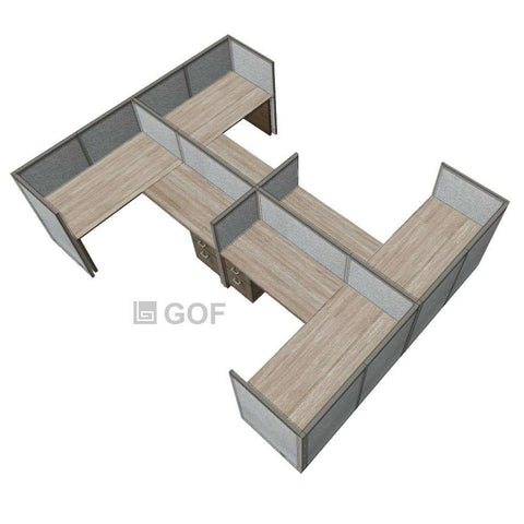 GOF Double 4 Person Separate Workstation Cubicle (12'D x 12'W x 4'H-W) / Office Partition, Room Divider - Kainosbuy.com
