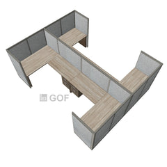 GOF Double 4 Person Workstation Cubicle (C-12'D x 12'W x 5'H) / Office Partition, Room Divider - Kainosbuy.com