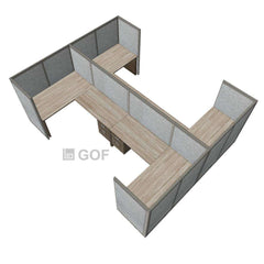 GOF Double 4 Person Workstation Cubicle (11'D x 13'W x 5'H) / Office Partition, Room Divider - Kainosbuy.com
