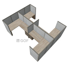 GOF Double 4 Person Separate Workstation Cubicle (12'D x 14'W x 5'H-W) / Office Partition, Room Divider - Kainosbuy.com