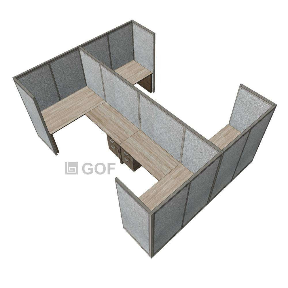 GOF Double 4 Person Workstation Cubicle (11'D x 12'W x 6'H) / Office Partition, Room Divider - Kainosbuy.com