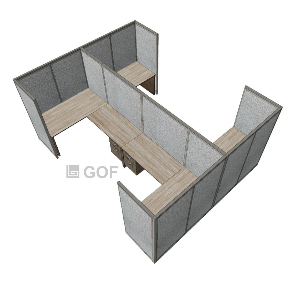 GOF Double 4 Person Workstation Cubicle (10'D x 12'W x 6'H) / Office Partition, Room Divider - Kainosbuy.com