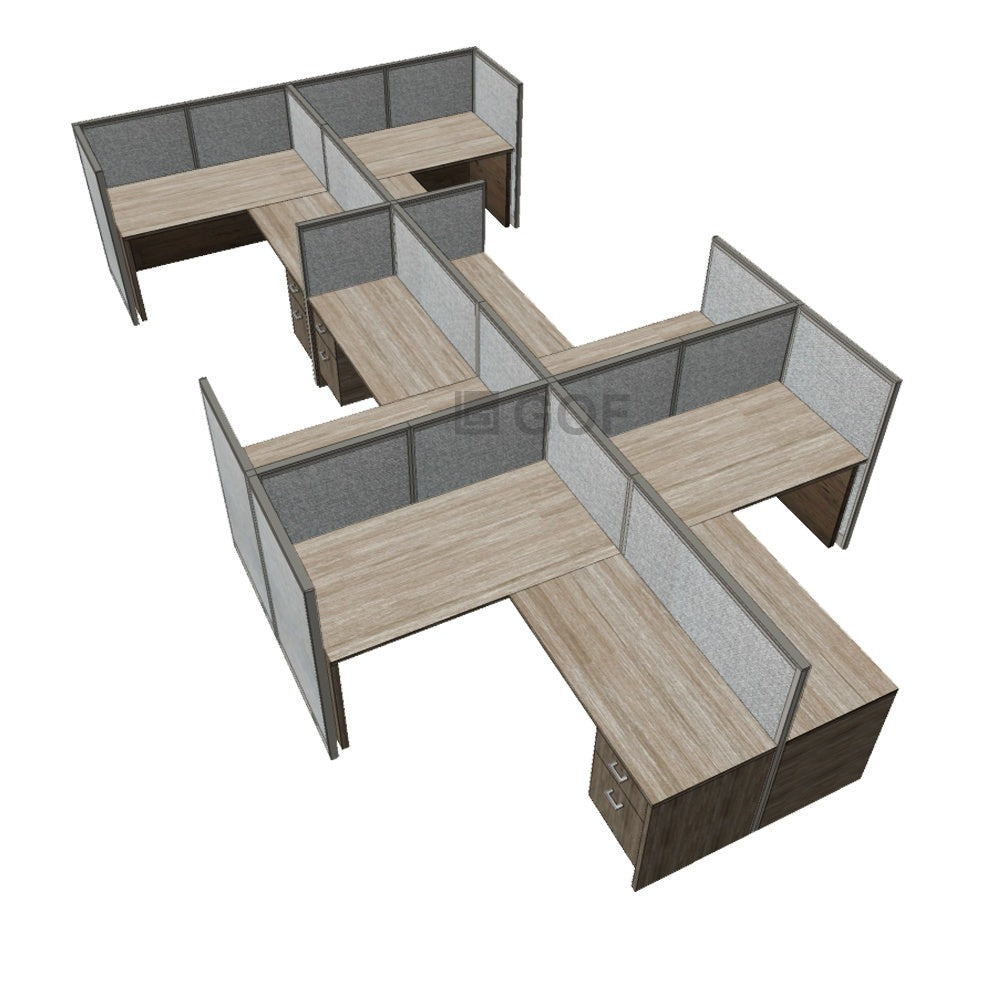 GOF Double 6 Person Separate Workstation Cubicle (C-12'D x 18'W x 4'H-W) / Office Partition, Room Divider - Kainosbuy.com