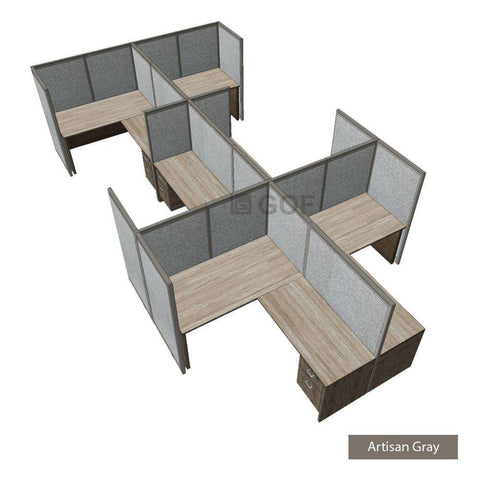 GOF Double 6 Person Separate Workstation Cubicle (C-12'D x 18'W x 5'H-W) / Office Partition, Room Divider - Kainosbuy.com