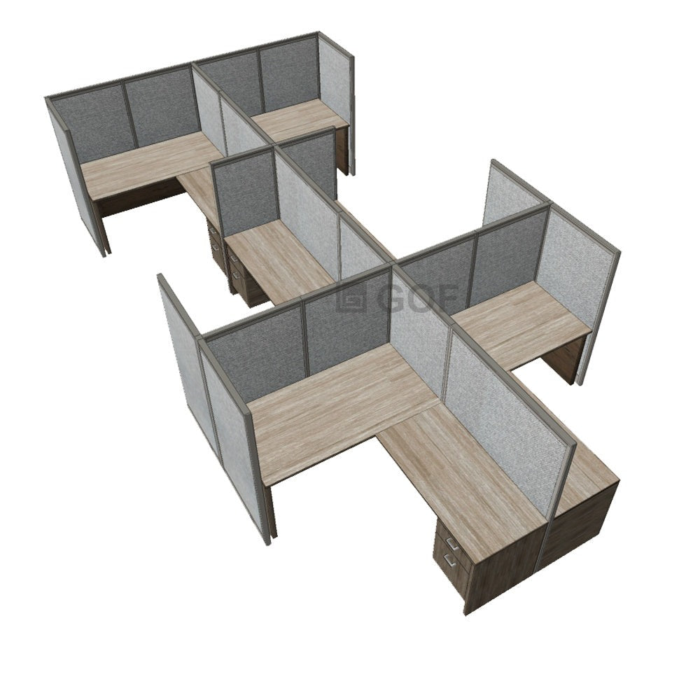 GOF Double 6 Person Separate Workstation Cubicle (12'D x 21'W x 5'H-W) / Office Partition, Room Divider - Kainosbuy.com