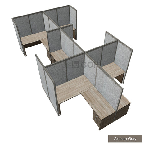 GOF Double 6 Person Separate Workstation Cubicle (11'D x 18'W x 6'H-W) / Office Partition, Room Divider - Kainosbuy.com
