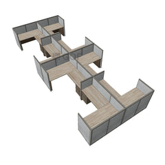 GOF Double 8 Person Separate Workstation Cubicle (10'D  x 26'W x 4'H -W) / Office Partition, Room Divider - Kainosbuy.com