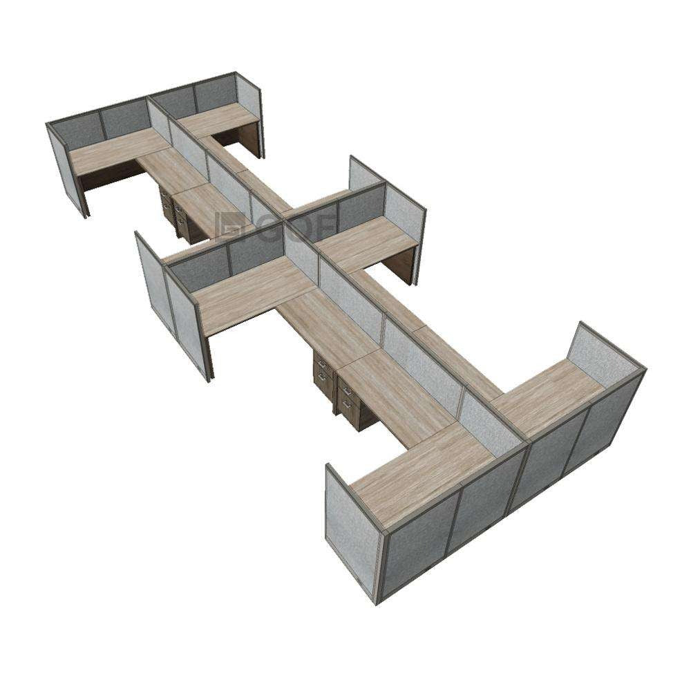 GOF Double 8 Person Workstation Cubicle (12'D x 24'W x 4'H) / Office Partition, Room Divider - Kainosbuy.com