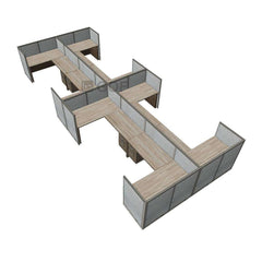 GOF Double 8 Person Workstation Cubicle (12'D x 24'W x 4'H) / Office Partition, Room Divider - Kainosbuy.com