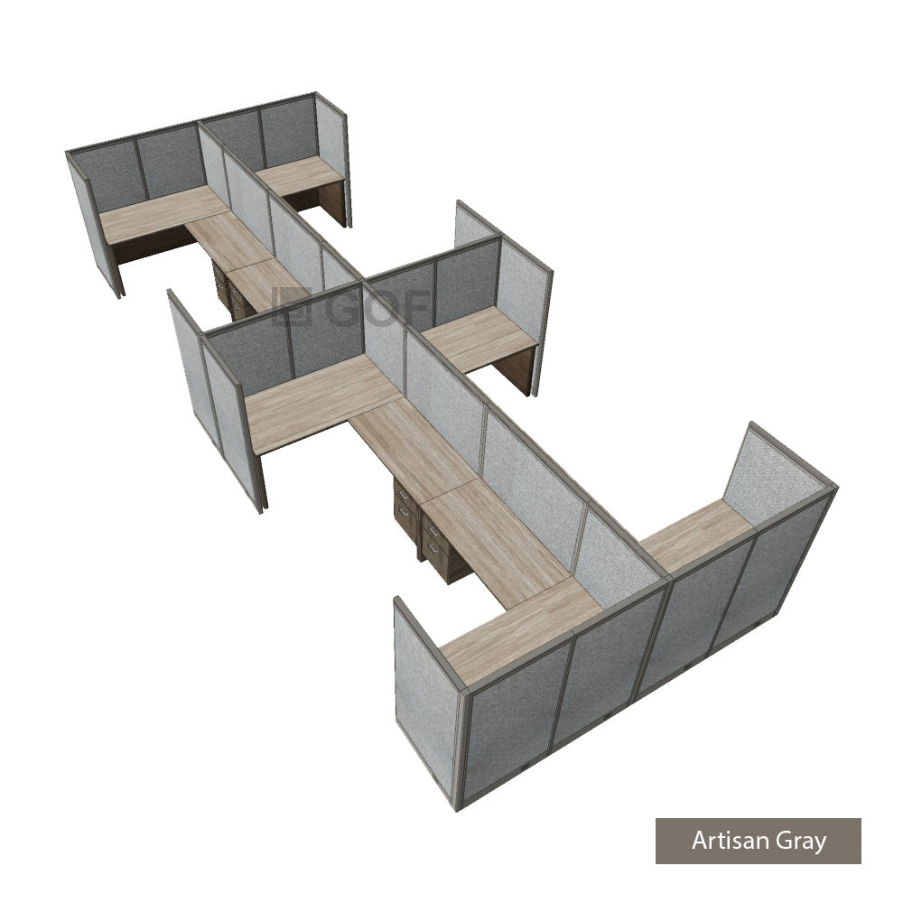 GOF Double 8 Person Workstation Cubicle (11'D x 26'W x 5'H) / Office Partition, Room Divider - Kainosbuy.com