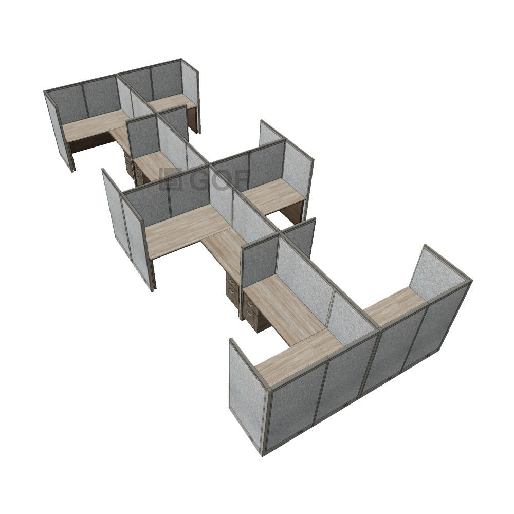 GOF Double 8 Person Separate Workstation Cubicle (11'D  X 24'W x 5'H -W) / Office Partition, Room Divider - Kainosbuy.com